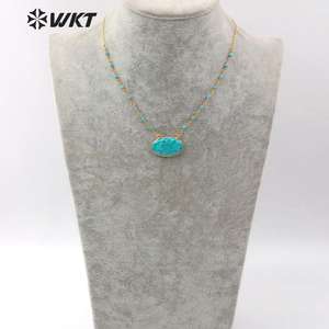 WT-N1168 Natural colgante de turquesa collar con cuentas de piedra collar de turquesa Natural collar elegante de la joyería del encanto - Product Image 5