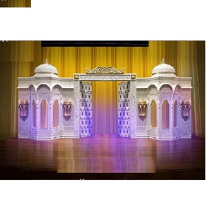 Indian Traditional Mahal Theme <b>Wedding</b> Stage <b>Wedding</b> Mahal Style Fiber Stage Decoration White Theme <b>Wedding</b> Reception Stage Set - Product Image 1