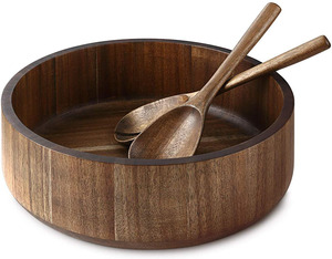 Ensemble de bols à salade en bois d'acacia, vaisselle écologique vente en gros, naturel fait à la main - Product Image 5