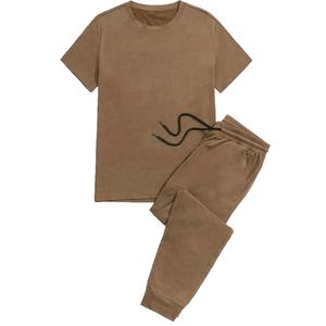 T-Shirt imprimé pour hommes, survêtement avec taille à cordon, ensemble court d'été de bonne qualité, Logo personnalisé, tenue 2 pièces, 2020 - Product Image 6