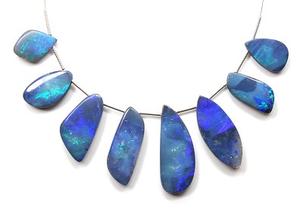 Perles de double opale australienne naturelle, formes fantaisie 14x6mm et 29x11mm, faites à la main, perles de pierre de haute qualité pour la fabrication de bijoux, enfilées - Product Image 6