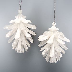 Classique meilleure vente noël nouvel an traditionnel suspendu arbre décoration or paillettes acrylique 3D pomme de pin ornement - Product Image 6