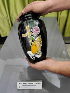 Recordatorio de aluminio, urna funeraria pintada a mano para cenizas de perro, Brassworld funerarios de suministros, India - Product Image 6