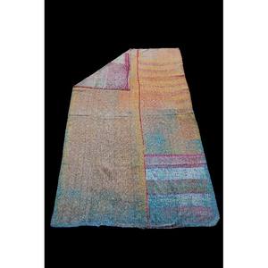 Vintage Bohemian Indigo Reversible Kantha Quilt Hand Stitched Cotton Kantha Throw Blanket for Home Hotel Bedding <b>Sets</b> for Summer - Product Image 4