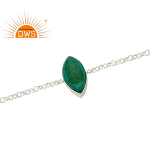 New Stylish Fine Sterling Silver Ladies <b>Bracelet</b> Jewelry Wholesale Natural Green Druzy <b>Gemstone</b> <b>Bracelet</b> Jewelry Supplier - Product Image 2