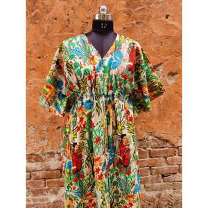 เสื้อคลุมพิมพ์ลายดอกไม้สำหรับผู้หญิงชุดเดรสแขนกุดผ้าคอตตอนเนื้อนุ่มทรงหลวมสวมใส่สบายตกแต่งชายหาดลูกไม้ธรรมชาติขายส่ง - Product Image 2