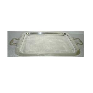 Venta caliente moderna nueva bandeja redonda de plata en relieve para servir con asas nuevo diseño elegante bandeja de presentación - Product Image 5