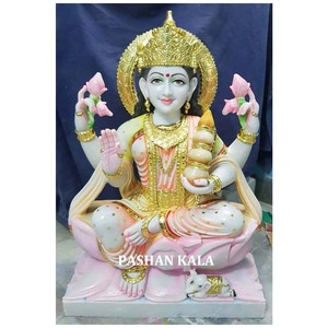 พิเศษที่มีสีสันหินอ่อนที่สวยงาม Laxmi รูปปั้น - Product Image 1