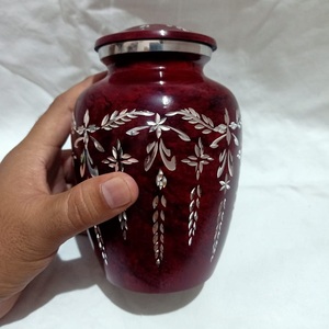 Urna de Metal con grabado de diamante rojo para cenizas de adultos, urnas funerarias de Metal de latón/aluminio, estilo americano/europeo - Product Image 5