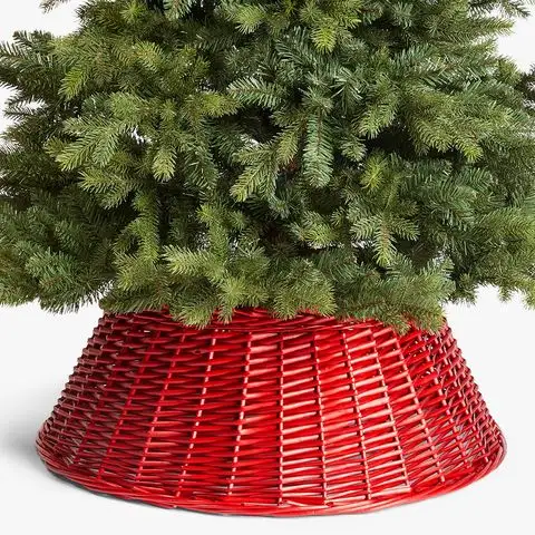 HOT SALE PRODUCTS 2021 Woven Rattan Wicker Christmas Tree Skirt in Red farbe/Christmas Tree Baskets For Home Decor