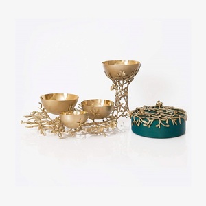 Handmade Brass Gold Color <b>Bakhoor</b> Burner Designer Round Shape <b>Oud</b> Burner With Nut Server At Competitive Price - Product Image 3