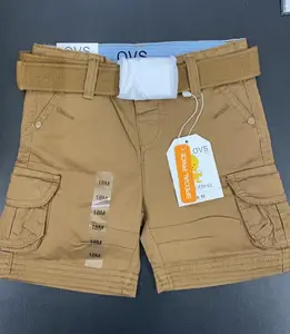 Kinder modische stocklot bekleidung hohe qualität Fracht bermuda Kurze hose mit gürtel für jungen