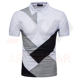 Polo à manches courtes pour hommes, nouveau Style, vêtements d'été, Logo personnalisé, 100% coton, qualité supérieure, vente en gros, couleur bloc - Product Image 4
