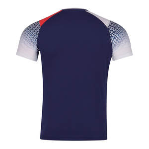 Uniforme de tennis de table pour hommes en gros, couleur personnalisée, logo personnalisé, col en V, sans manches, respirant, évacuation de l'humidité, 100% polyester - Product Image 3