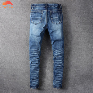 กางเกงยีนส์มีรอยขาดสำหรับผู้ชาย,กางเกงผ้าเดนิมยืดทรงสกินนี่เข้ารูปแต่งโลโก้ได้ตามต้องการ - Product Image 2