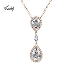Delicato Ciondolo Vintage Layla Daisini Impreziosito da Cristalli <span class=keywords><strong>Swarovski</strong></span> Gioielli in Argento Sterling / Ottone <span class=keywords><strong>Collana</strong></span> - Product Image 4