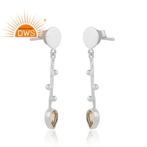 ซิทรินธรรมชาติพลอยโพสต์สตั๊ดต่างหูเครื่องประดับขายส่งแฮนด์เมดออกแบบเงินสเตอร์ลิงออกแบบผู้ผลิต - Product Image 2