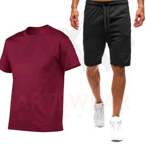 Vente en gros des meilleures ventes de t-shirt et short d'été pour hommes Gym Fitness 100% coton Logo personnalisé solide écologique deux pièces 2022 - Product Image 2