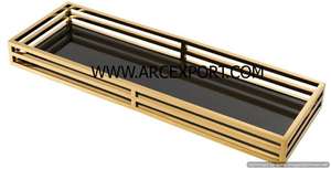 Bandeja elegante de Color blanco de diseñador de decoración de Color de lujo con asa de latón Bandeja de servicio de decoración de forma rectangular para el hogar del hotel - Product Image 6