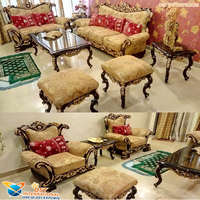Ensemble de canapés de salon en bois sculpté blanc Royal Golden Polish, meubles de luxe en gros pour la décoration de la maison