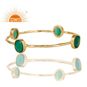 Brazalete de piedras preciosas de ónix verde para mujer, joyería de plata de ley 925, chapado en oro de 18k, joyería de plata al por mayor - Product Image 3