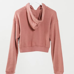 Activewear Crop Hoodie ผ้าฝ้าย95% 5%,สแปนเด็กซ์สตรีลำลองกีฬา - Product Image 2