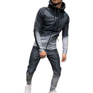 Conjunto Deportivo de Invierno para Hombre, Talla Grande, con Cremallera, 2 Piezas, Sudadera con Capucha y Pantalones Estampados - Product Image 2