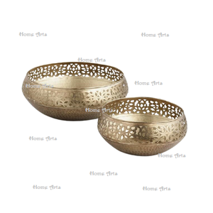 Fabricant en Inde Ensemble de 2 bols de nourriture en aluminium de tailles différentes Nouveau design Bol de service à dessert en fer pour les fêtes - Product Image 1