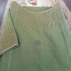 KURTA-EMBROIDERY---ON pequeño y elegante con pantalón para vestir, vestido de fiesta con apliques, trabajo para fiesta/boda = 2021 - Product Image 1