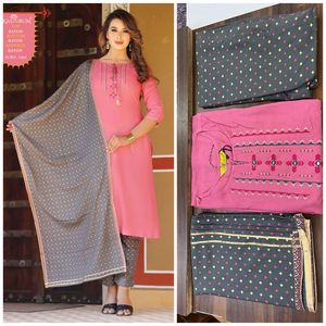 Readymade-tela lisa de algodón para mujer, tejido de encaje de 4 lados con Pent y Dupatta, de Royal Export - Product Image 6