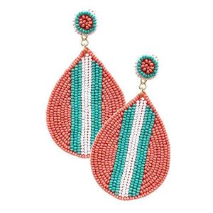 Pendientes de cuentas de semillas para mujer y niña, joyería hecha a mano bordada multicolor de la India - Product Image 2