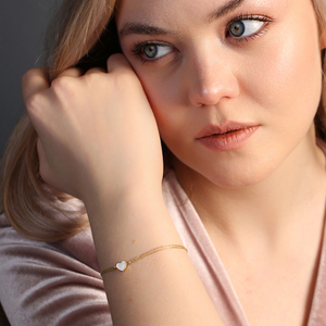 Pulsera de corazón de esmalte blanco minimalista, joyería de plata de ley 925 hecha a mano, venta al por mayor - Product Image 5