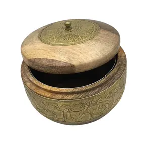 Пищевая миска из массива дерева с круглой металлической Исламской рабочей миской лучшего качества по конкурентоспособной цене