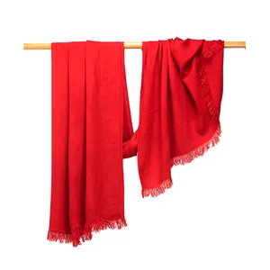 Smooth Comfy Feel 100% Organic Bamboo Vegan Scarves Solid Color Warm Red Women Scarf Manufacturer Supplier