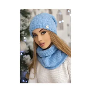 Best Selling Luxury Wholesale Supply Elongated, Cap Style Boucle Compound Knitted Women Hats and Scarf Set Manufacturer