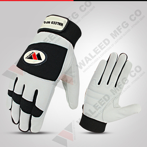 Gants de frappe de baseball en cuir de vachette durable, confortables, avec logo personnalisé, blancs et noirs, pour adultes, pour l'entraînement sportif - Product Image 1