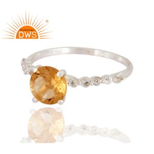 925เงินสเตอร์ลิงซิทรินพลอยสีขาวบุษราคัม Solitaire แหวนหมั้นเครื่องประดับ925สเตอร์ลิงเครื่องประดับเงิน - Product Image 2