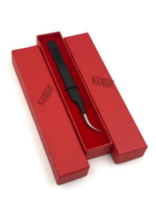 Revêtement en poudre noir mat professionnel poignée en diamant incurvée pince à épiler en acier inoxydable Extension de cils Logo personnalisé outils de beauté - Product Image 6