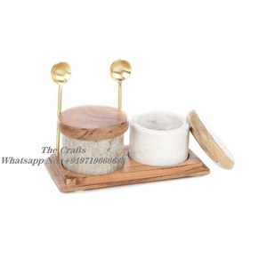 Juego de tarros de especias de mármol para cocina, caja de condimentos, Juego de contenedores de condimentos con cucharas a precios razonables - Product Image 1