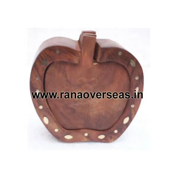 Wholesale Eco Friendly Apple Shape Wooden Drink Mug Tea Coasters With Holder For Drink Heat Insulation Cup