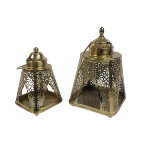 Nouvelle lanterne de bougie de finition plaquée or décorative lanterne de Table marocaine pour la maison et le jardin décoration d'hôtel bougeoir - Product Image 1