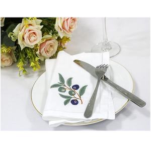 Serviette 100% coton de haute qualité brodée branche d'olivier avec feuilles Fruits serviette à dîner jetable pour la maison hôtel Restaurant - Product Image 4