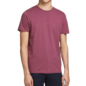 T-shirts pour hommes personnalisés de couleur bordeaux en gros slim fitness à manches courtes été coton logo personnalisé col en o broderie impression - Product Image 1