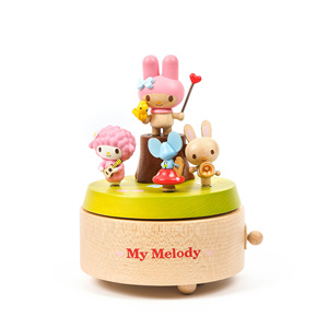 Handmade Mini Wooden Battery-Operated <b>Music</b> <b>Box</b> With Crank Performer & Holiday Melody for Gift Giving - Product Image 1