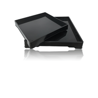 Plateau carré jetable en PP pour sushi, conteneur de stockage, procédé blister, noir KN-HDB40 412x412x60mm, pour aliments, vente en gros