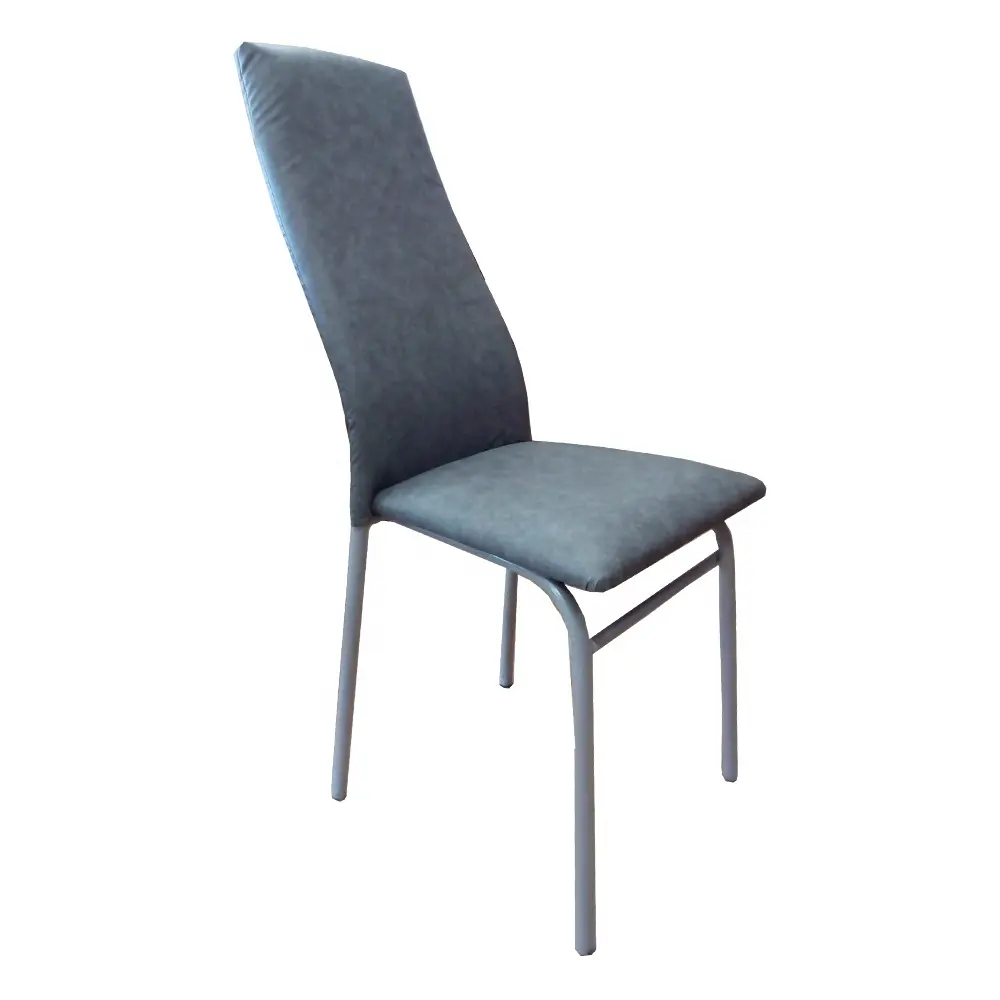 Silla de comedor VICTORIA con asiento suave, asiento de cuero de imitación, color gris, Moderno