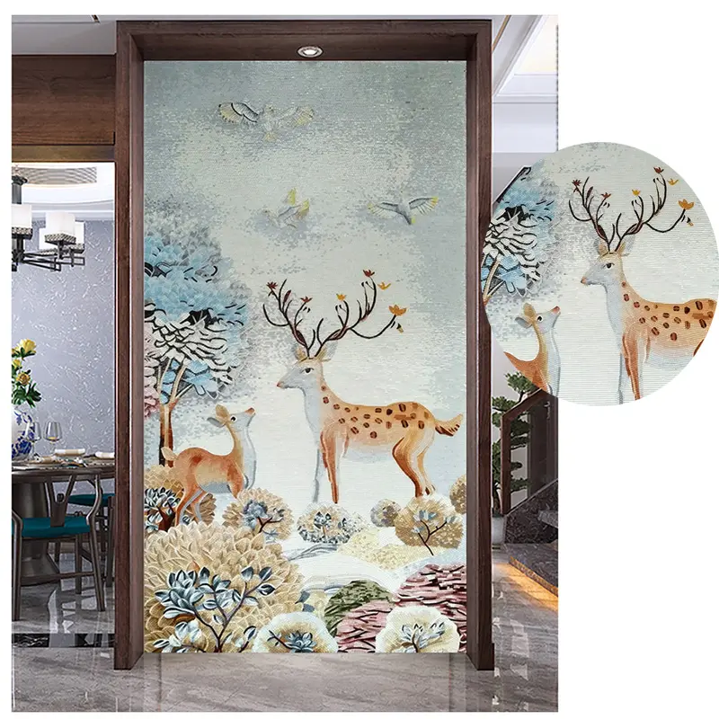 Deer Pattern Luxury Glass Gạch Ốp Tường Tranh Tường Khảm Cho Phòng Ngủ