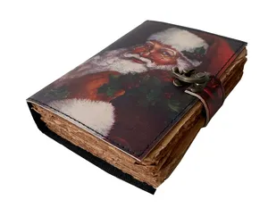 Groothandel Handgemaakte Santa Gedrukt Vintage Ban Boek Van Schaduwen Leather Journal Met C Lock Beste Cadeau Voor Kerst, nieuwe Jaar