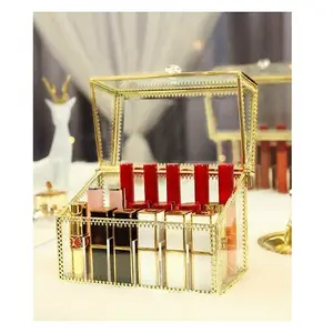 Antique Design Metal And Glass Lipsticks Box Exclusive Quality Customized Size Jewelry Box At Best Price