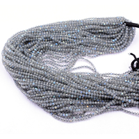 Perles de Labradorite facettées en forme de rondelle de 2 à 3 mm, bleues et grises, en fil de 13 pouces pour la fabrication de bijoux et accessoires